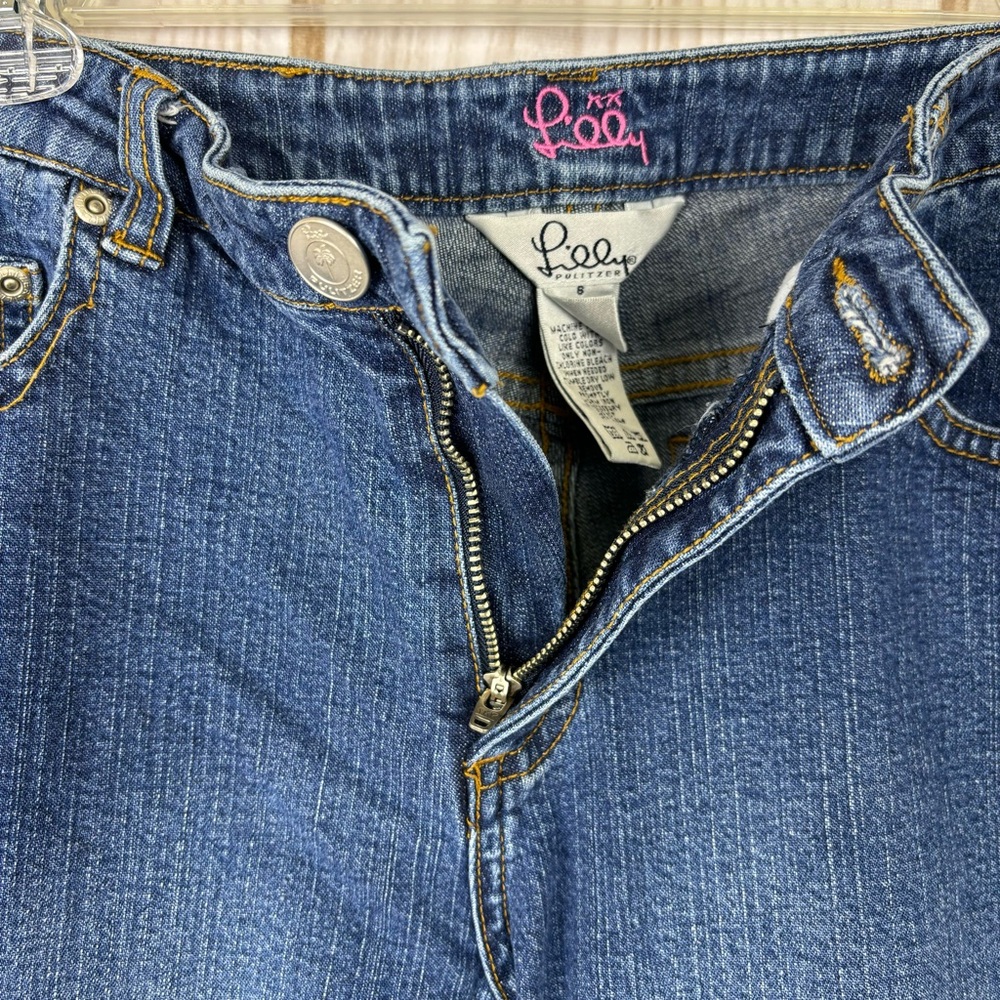 Lilly Pulitzer Mid-Rise Cropped Jeans Straight Leg Blue Denim Capris Size 6 - Picture 5 of 15